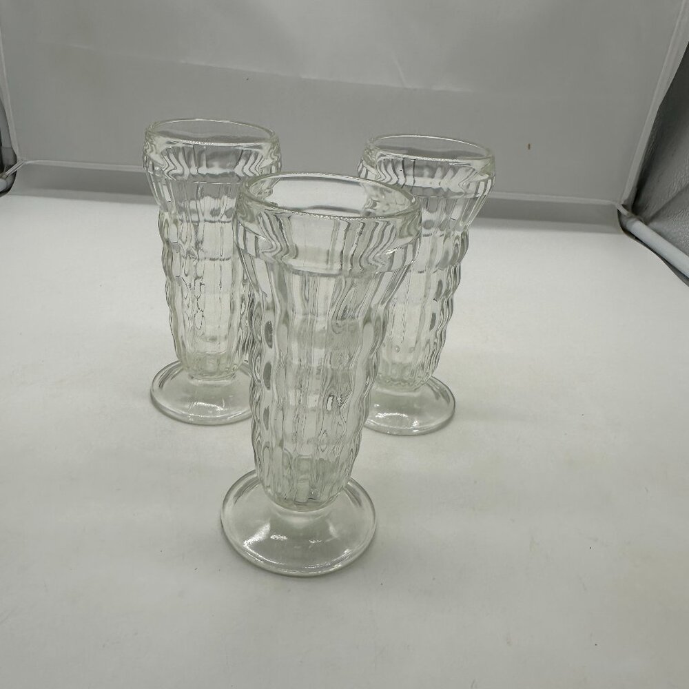 Set of 3 Vintage Jeanette Juice Glass Glasses Cups 5 1/2" JEG3 Clear Ribbed